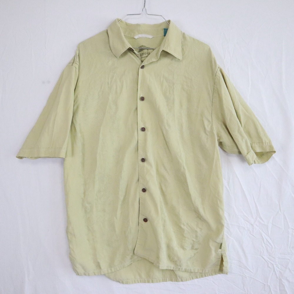 Tommy Bahama Shirt‎ Mens Large Silk Blend Hawaiian Button Up Floral Short Sleeve